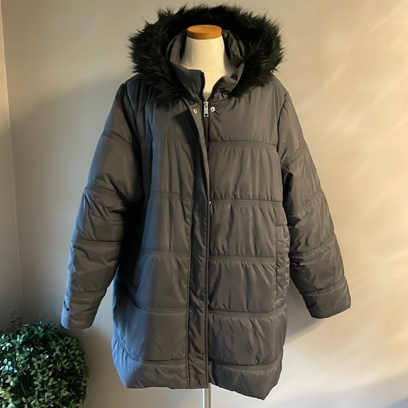 Rothschild Below Zero plus women’s puffer parka hooded coat zipped gray 2X - Picture 1 of 14